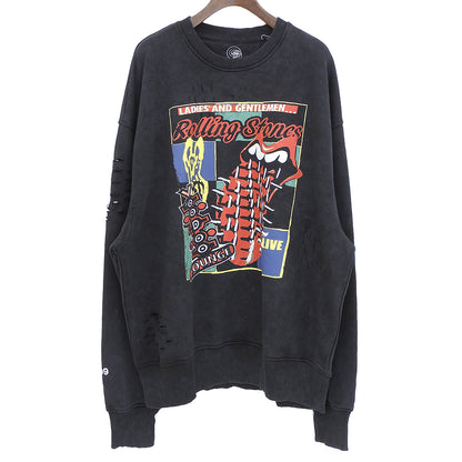 RS No.9 アールエス ナンバーナイン The Rolling Stones Voodoo Lounge クルーネックプルオーバー トップス メンズ ブラック XL トップス