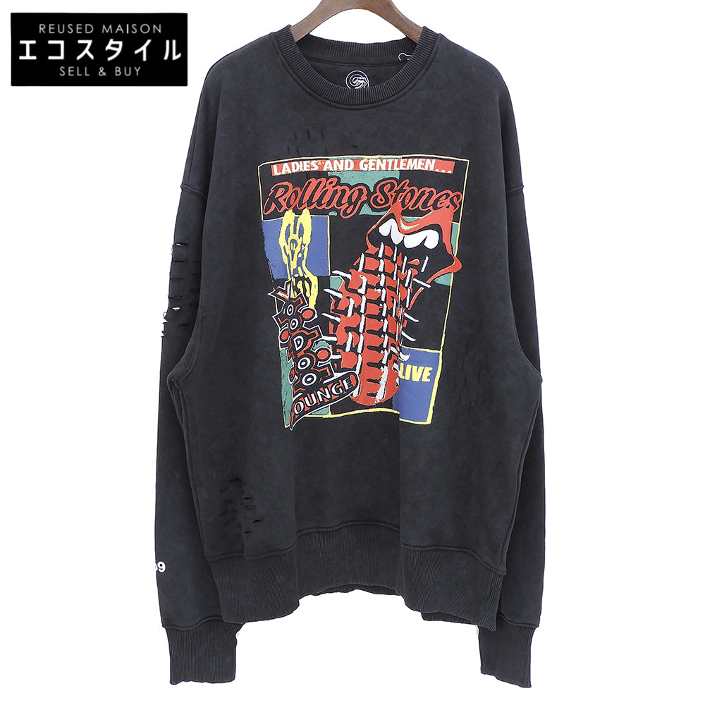 RS No.9 アールエス ナンバーナイン The Rolling Stones Voodoo Lounge クルーネックプルオーバー トップス メンズ ブラック XL トップス