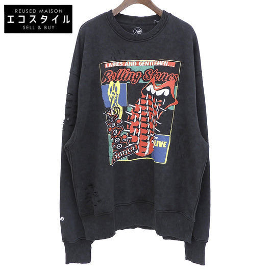 RS No.9 アールエス ナンバーナイン The Rolling Stones Voodoo Lounge クルーネックプルオーバー トップス メンズ ブラック XL トップス