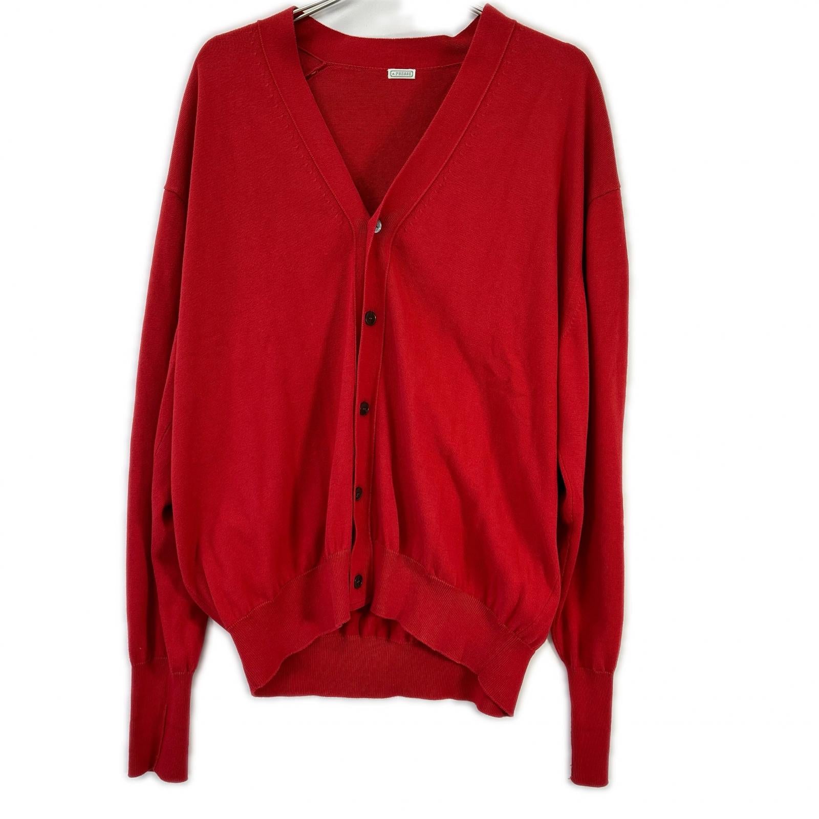 A.PRESSE アプレッセ 23SAP-03-02H レッド Cotton Knit Cardigan トップス