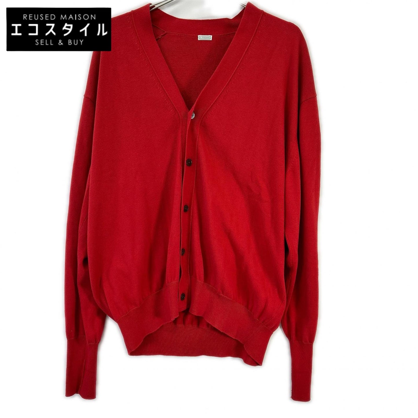 A.PRESSE アプレッセ 23SAP-03-02H レッド Cotton Knit Cardigan トップス