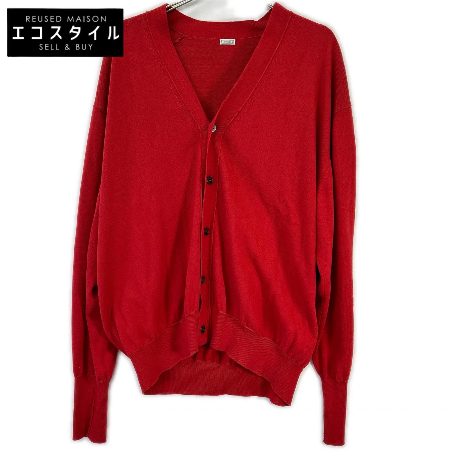 A.PRESSE アプレッセ 23SAP-03-02H レッド Cotton Knit Cardigan トップス