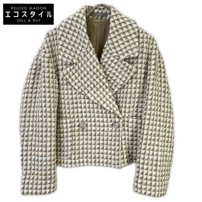 theory luxe セオリーリュクス 23年製 ベージュ ツイード リネン混 ダブル テーラードジャケット ジャケット