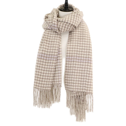 theory luxe Theory Luxe 【Excellent condition】03-3360986 Houndstooth cashmere fringe stole