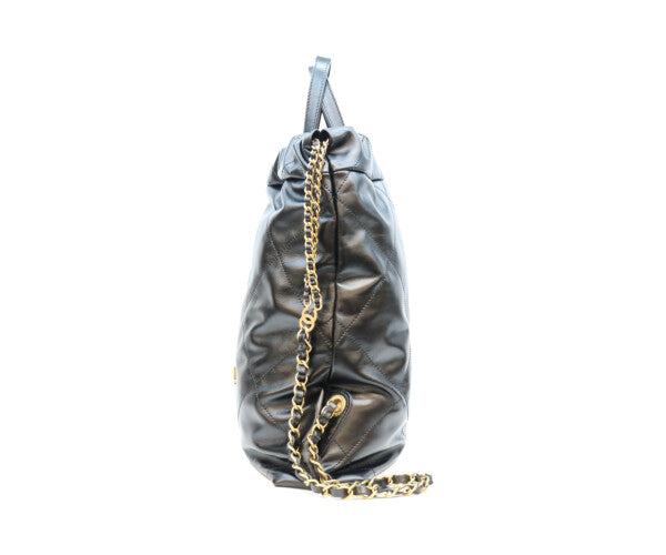 CHANEL シャネル AS3859 ブラック シャネル22 シャイニーカーフ スモール バックパック リュック バックパック