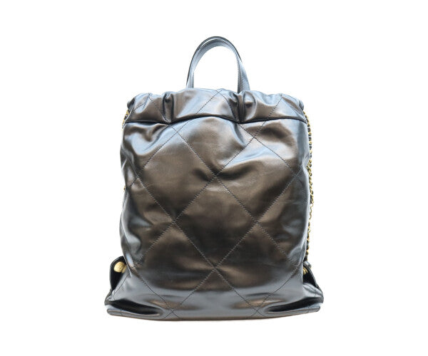 CHANEL シャネル AS3859 ブラック シャネル22 シャイニーカーフ スモール バックパック リュック バックパック