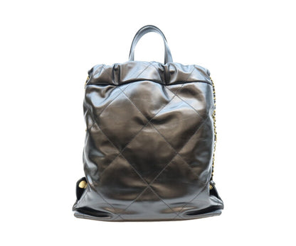 CHANEL シャネル AS3859 ブラック シャネル22 シャイニーカーフ スモール バックパック リュック バックパック