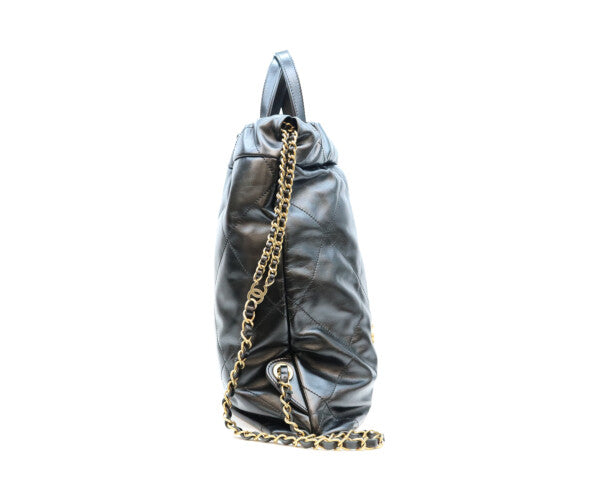 CHANEL シャネル AS3859 ブラック シャネル22 シャイニーカーフ スモール バックパック リュック バックパック