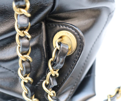 CHANEL シャネル AS3859 ブラック シャネル22 シャイニーカーフ スモール バックパック リュック バックパック