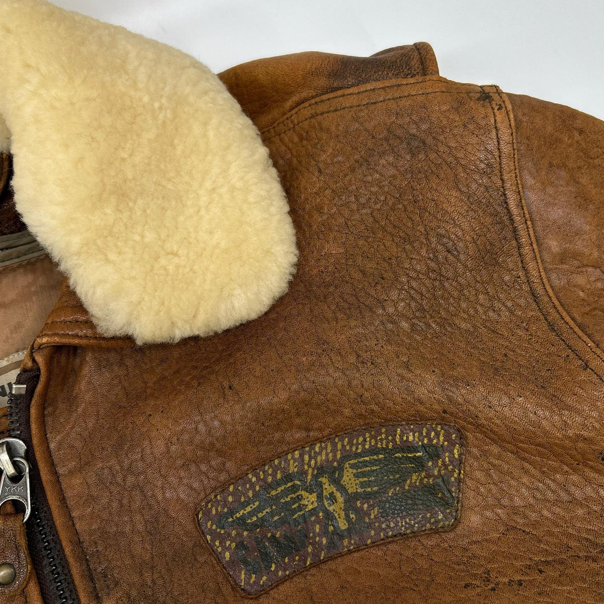 VINTAGE 【AEROPOSTAL】 Brown Leather Shearling Flight Jacket Jacket