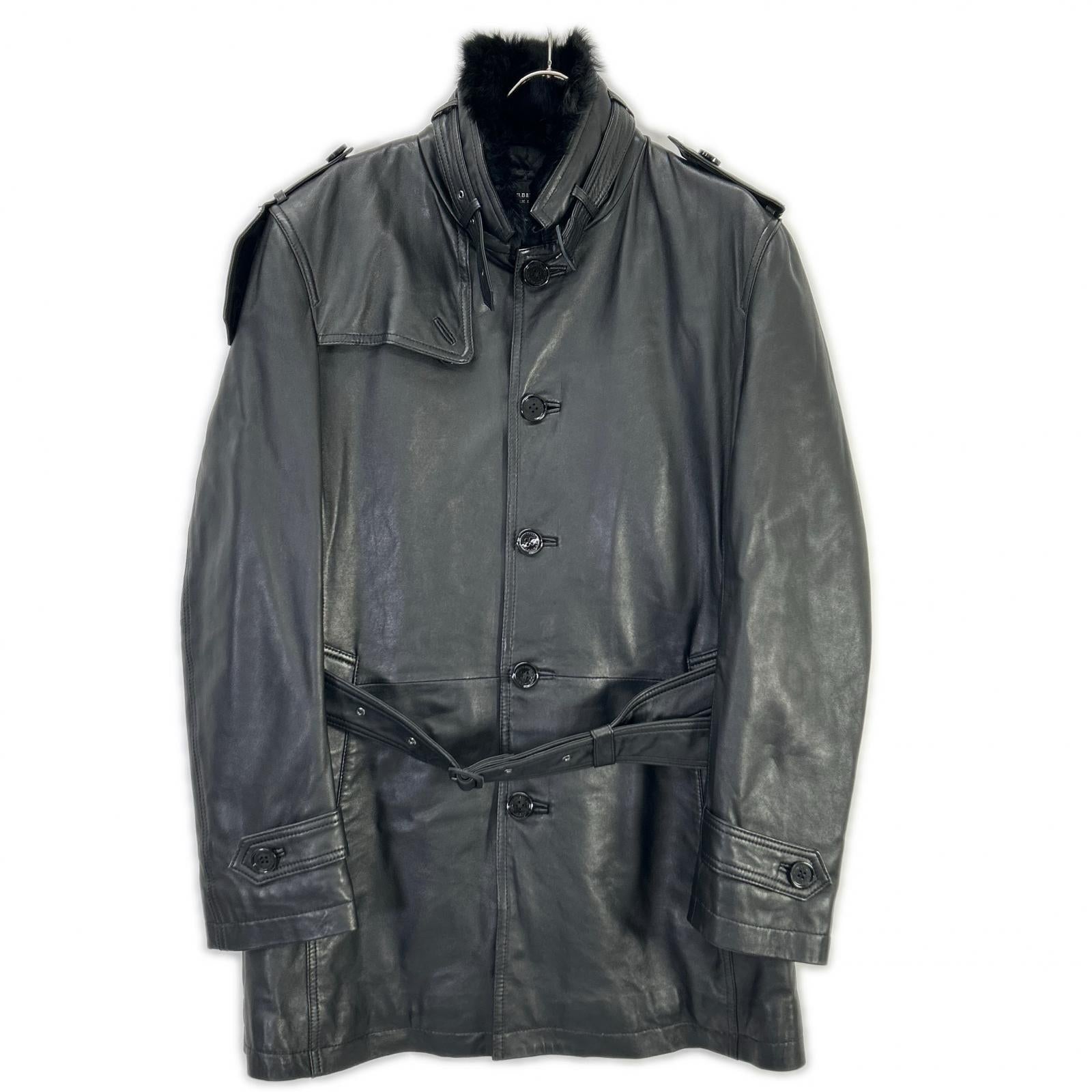 Burberry Black Label バーバリーブラックレーベル ブラック ラビットファー ラムレザー ジャケット ジャケット