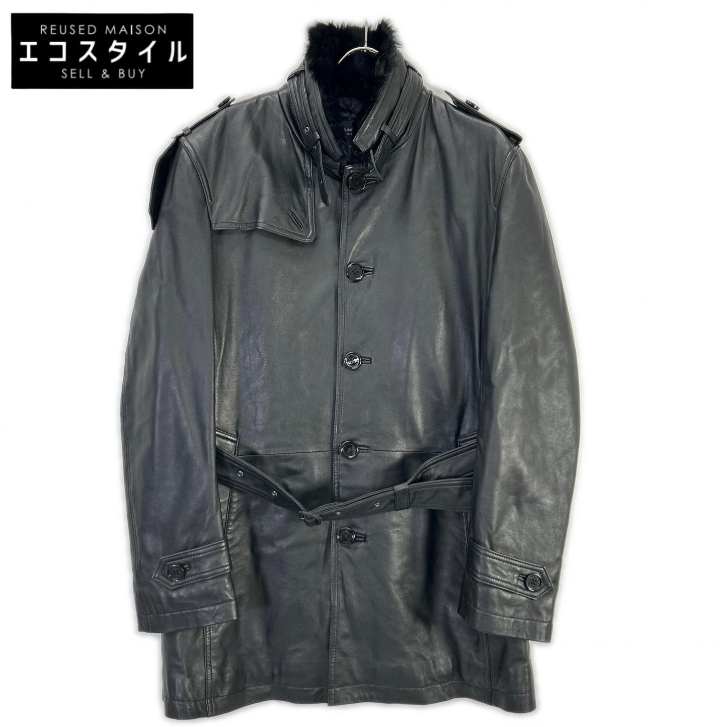 Burberry Black Label バーバリーブラックレーベル ブラック ラビットファー ラムレザー ジャケット ジャケット