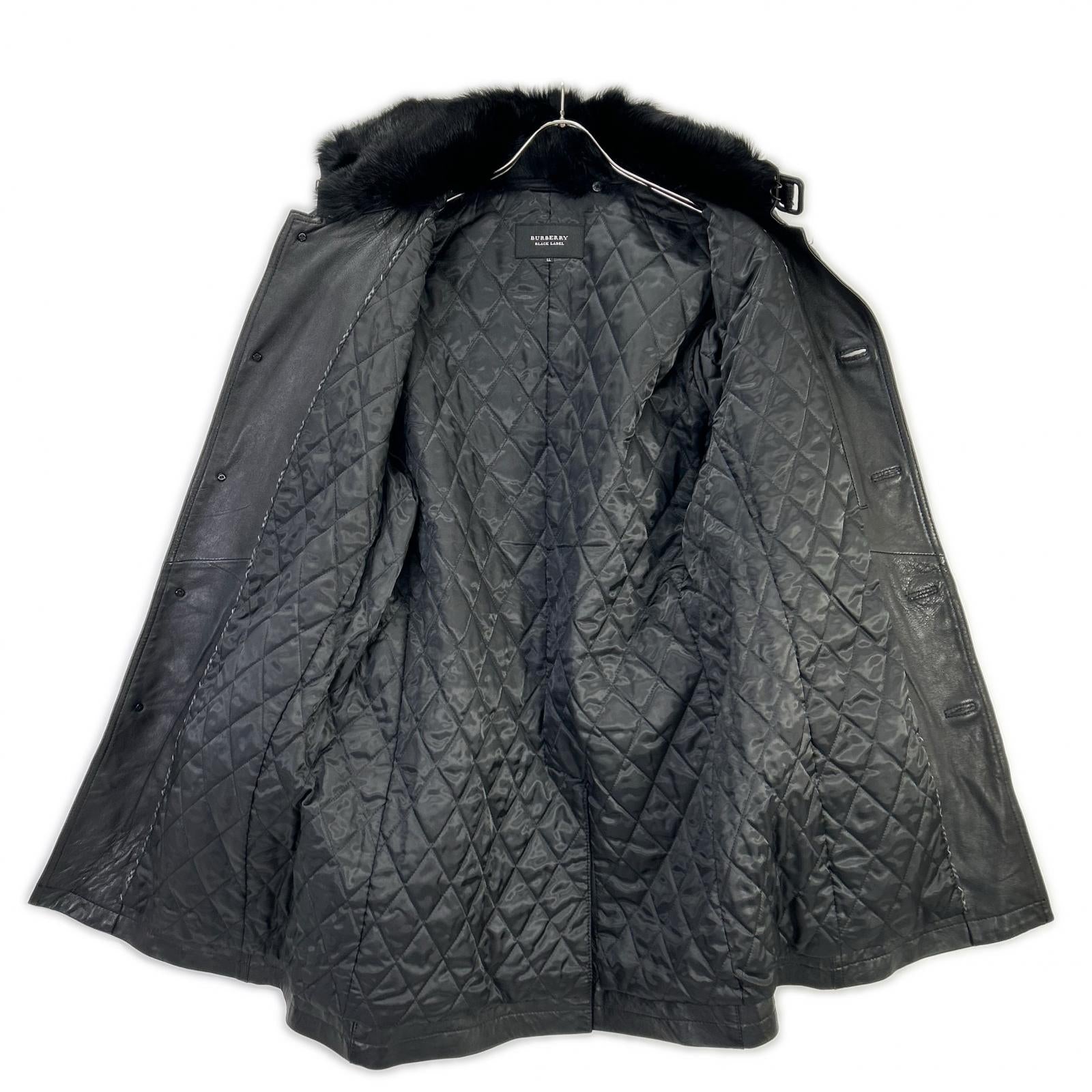 Burberry Black Label バーバリーブラックレーベル ブラック ラビットファー ラムレザー ジャケット ジャケット