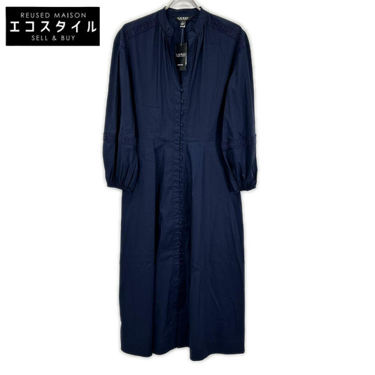 LAUREN RALPH LAUREN navy clothing with walnut buttons and embroidery dress dress