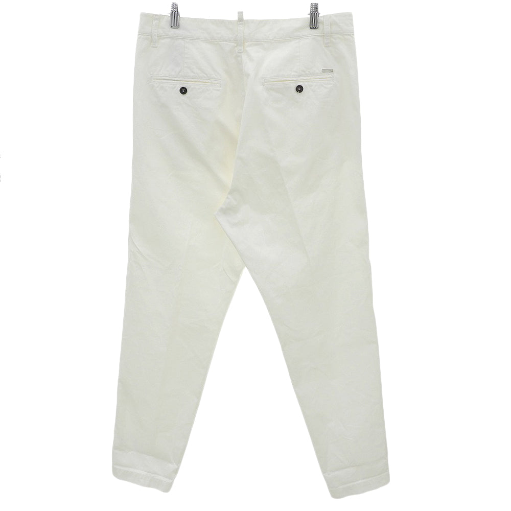 DSQUARED2 ディースクエアード One Pleat チノ パンツ コットン ボトムス メンズ ホワイト 50 S71KB0684 S41794 ボトムス