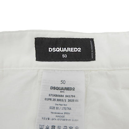 DSQUARED2 ディースクエアード One Pleat チノ パンツ コットン ボトムス メンズ ホワイト 50 S71KB0684 S41794 ボトムス
