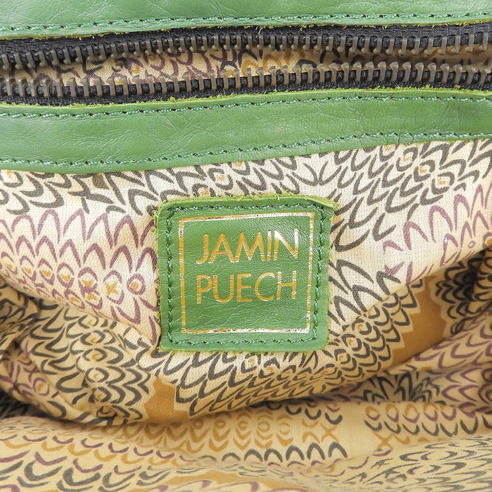 JAMIN PUECH ジャマンピュエッシュ 刺繍 パッチワーク がまぐち バッグ ハンドバッグ レディース グリーン系 ハンドバッグ