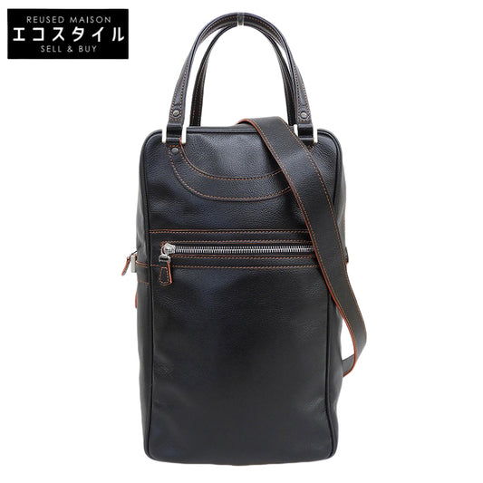 JACQUES LE CORRE ジャックルコー 美品 リスボン ミニボストン バッグ 2WAY ショルダー ハンドバッグ メンズ ブラック×オレンジ ハンドバッグ