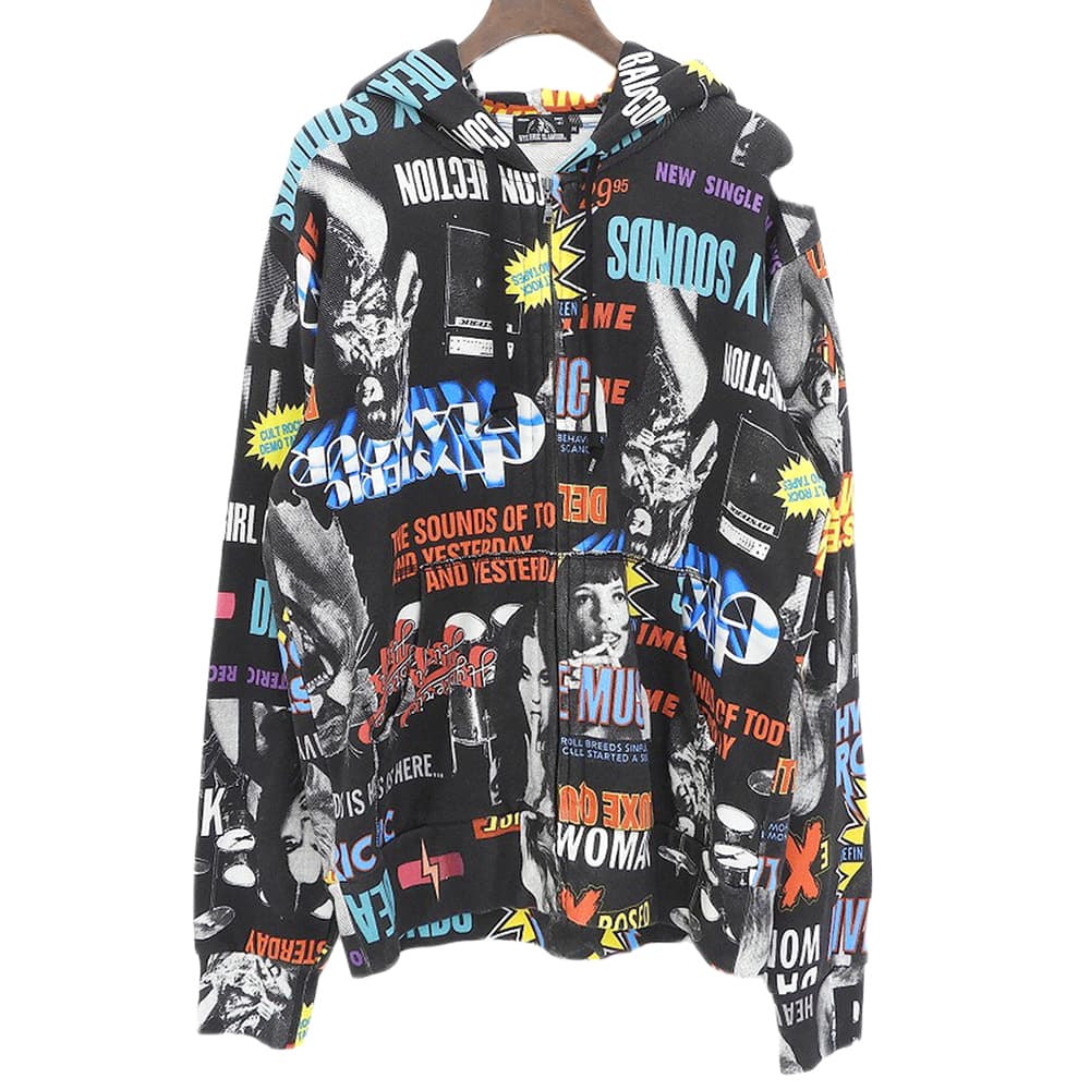 HYSTERIC GLAMOUR ヒステリックグラマー 総柄 コットン ジップアップパーカー トップス メンズ マルチカラー M トップス