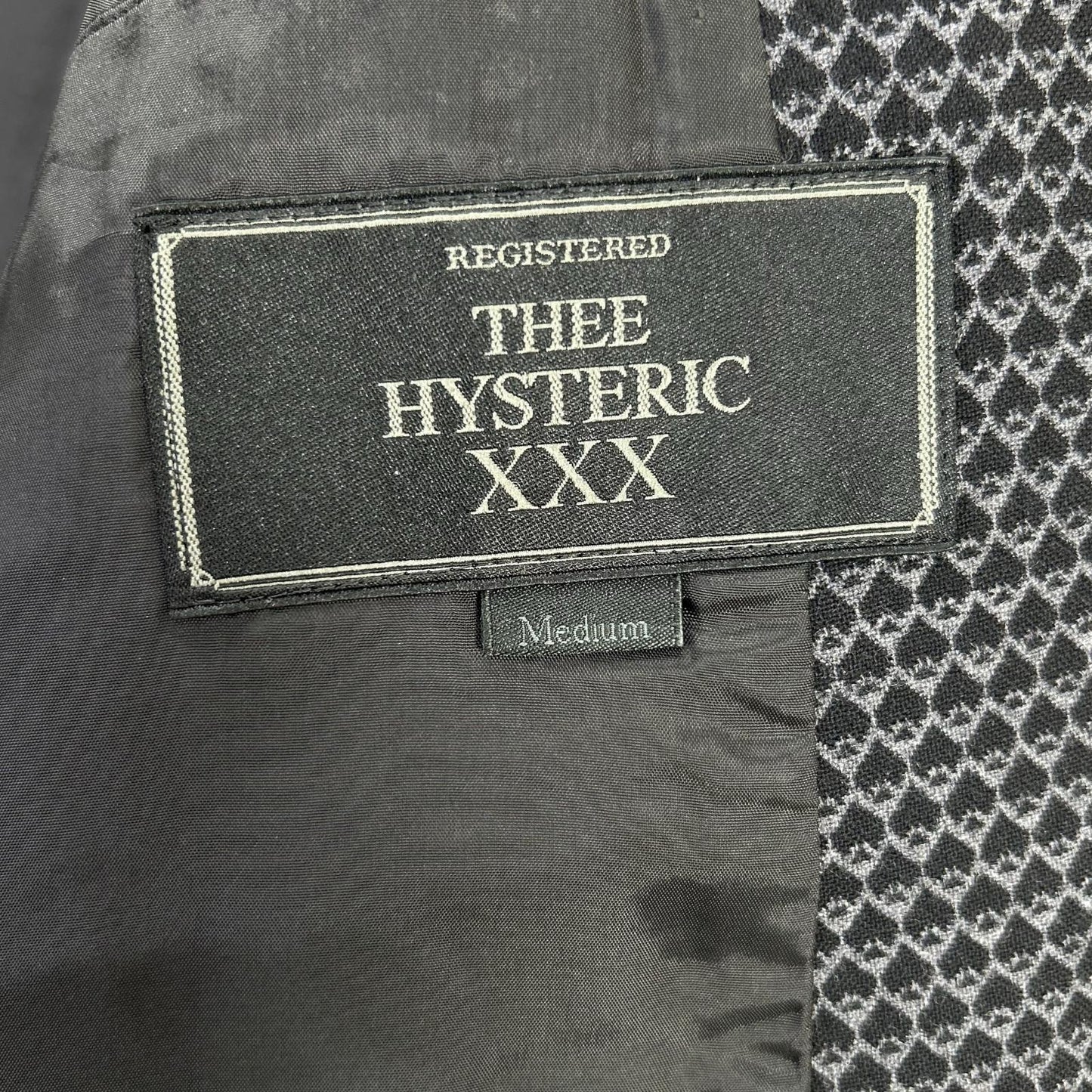 Thee Hysteric XXX ジィヒステリック トリプルエックス ブラック×グレー 総柄 ピークドラペルジャケット ジャケット