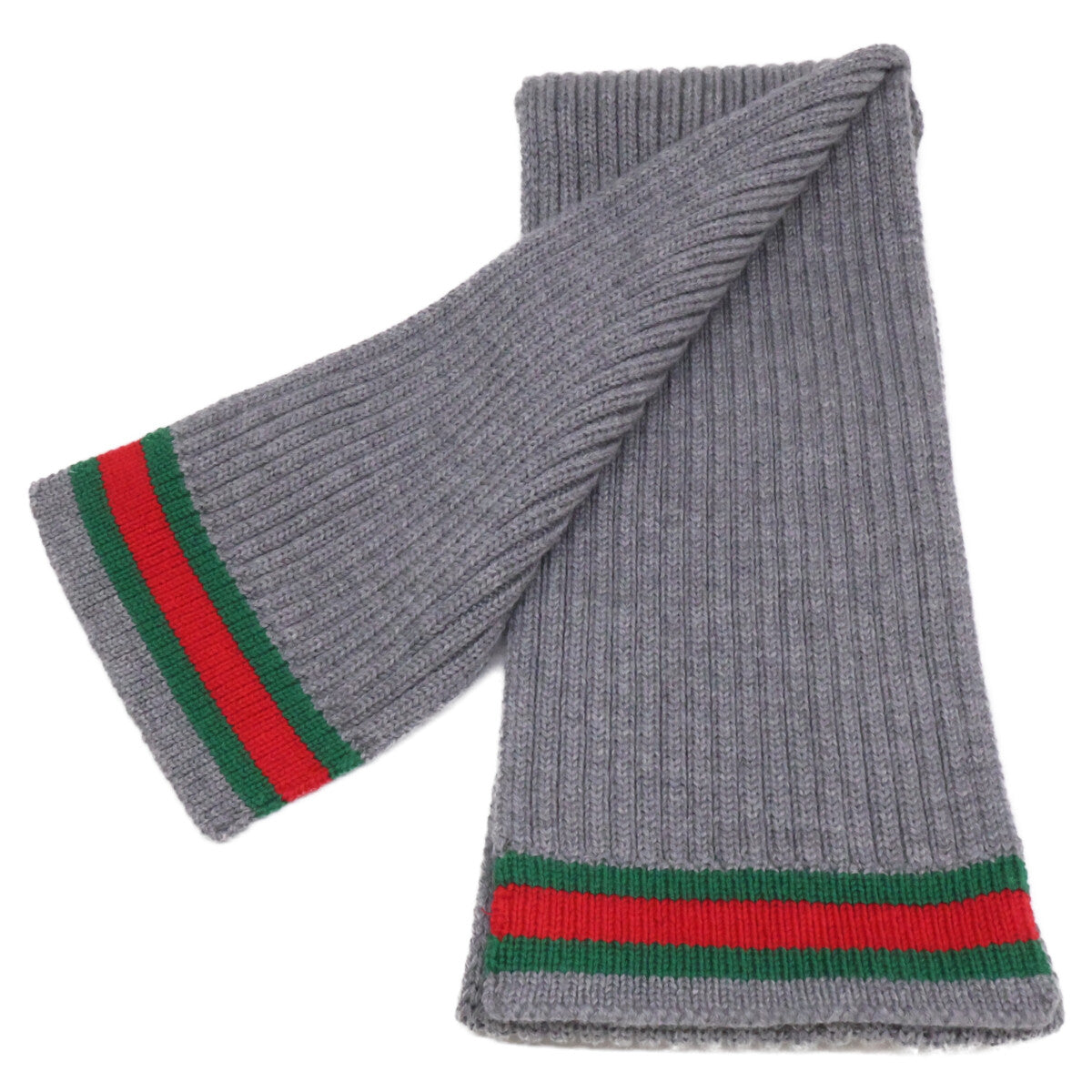 GUCCI グッチ 【美品】シェリーライン リブニット マフラー