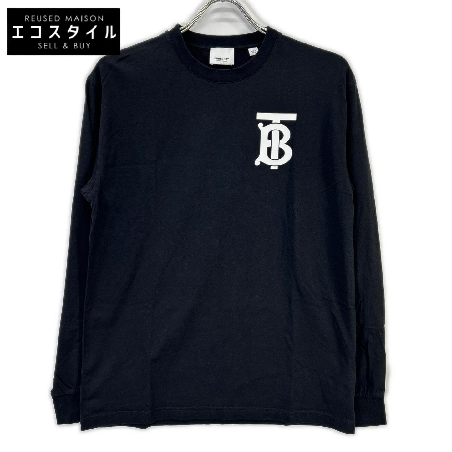 Burberry LONDON バーバリーロンドン ブラック TBロゴプリント 長袖Tシャツ トップス
