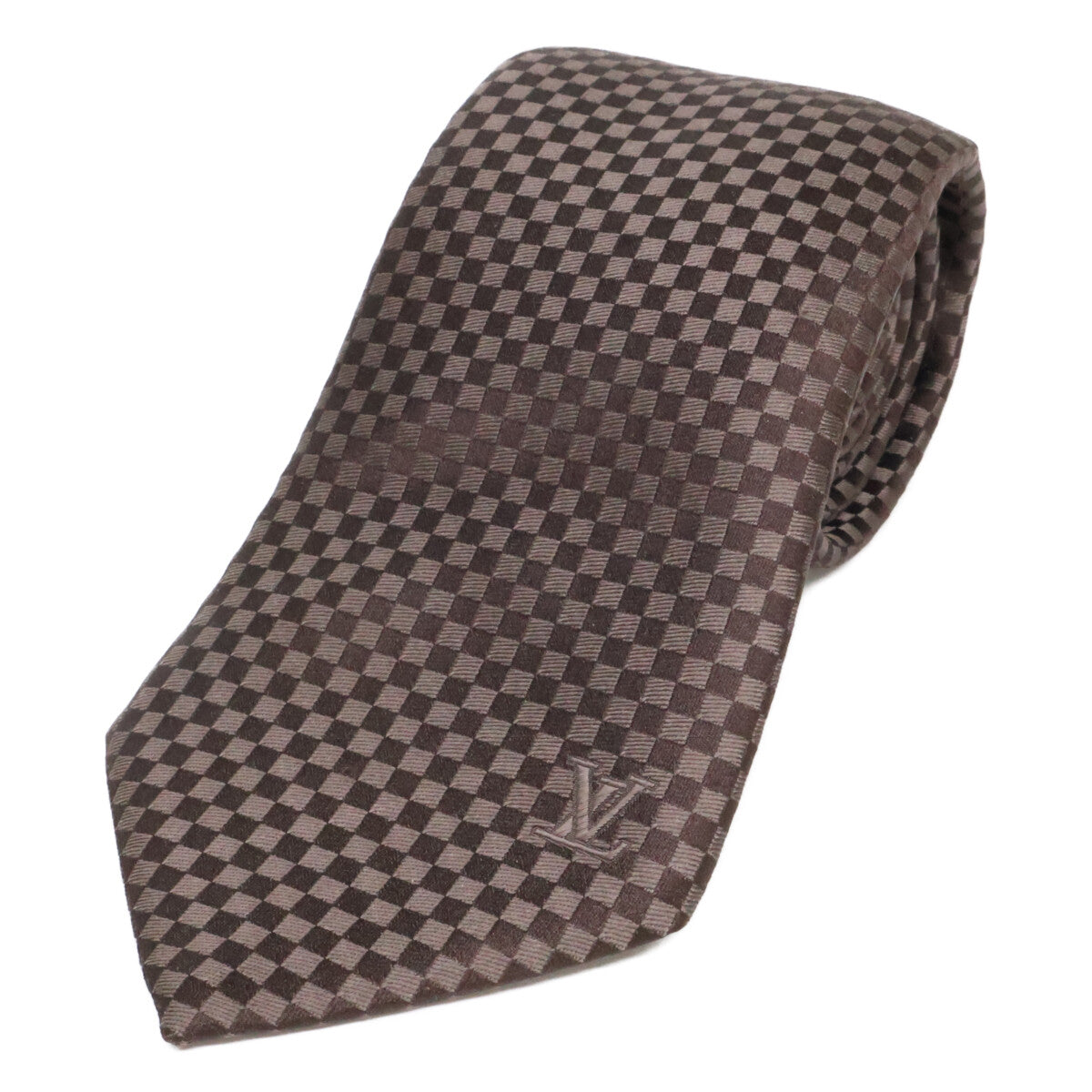 LOUIS VUITTON ルイヴィトン 【美品】ダミエ シルク100％ ネクタイ