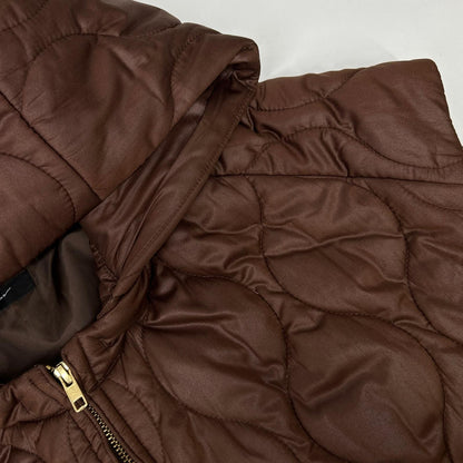 STUNNING LURE Stunning Lure 114290052200 Brown Hooded Quilted Vest Vest