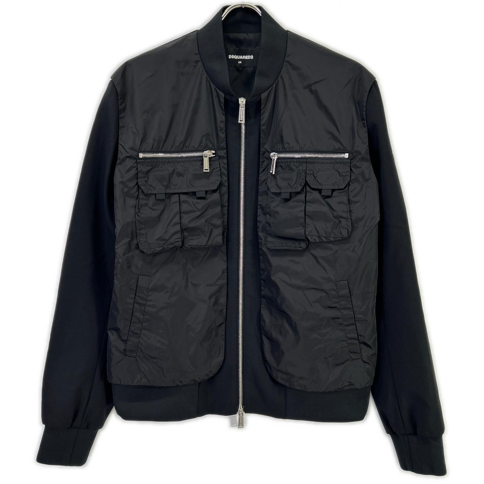 DSQUARED2 ディースクエアード S74AM1208 ブラック レイヤード ボンバージャケット ジャケット