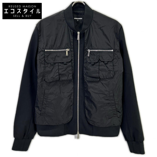 DSQUARED2 ディースクエアード S74AM1208 ブラック レイヤード ボンバージャケット ジャケット