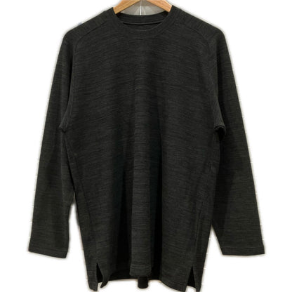 JURGEN LEHL ヨーガンレール ブラック ウール クルーネック L/S リブロングTシャツ トップス