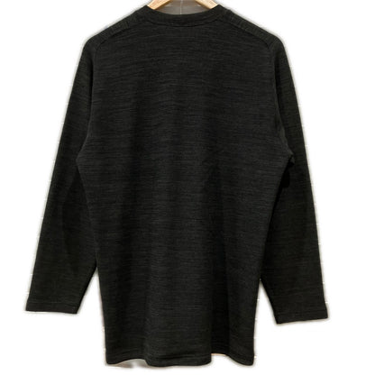 JURGEN LEHL ヨーガンレール ブラック ウール クルーネック L/S リブロングTシャツ トップス