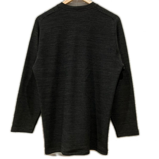 JURGEN LEHL ヨーガンレール ブラック ウール クルーネック L/S リブロングTシャツ トップス