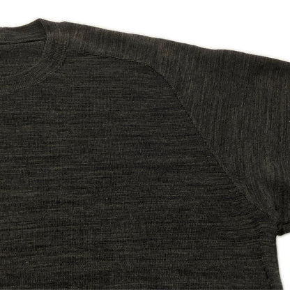JURGEN LEHL ヨーガンレール ブラック ウール クルーネック L/S リブロングTシャツ トップス
