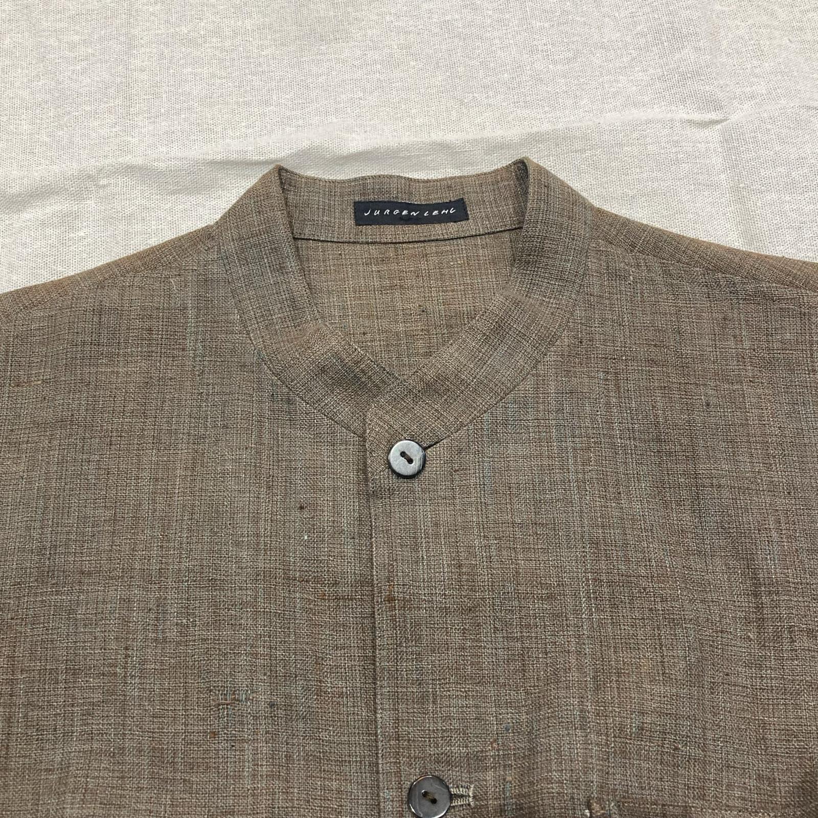 JURGEN LEHL ヨーガンレール ブラウン コットン100 スタンドカラー L/S シャツ トップス