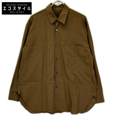 JURGEN LEHL ヨーガンレール ブラウン シルク×コットン スタンドカラー L/S シャツ トップス