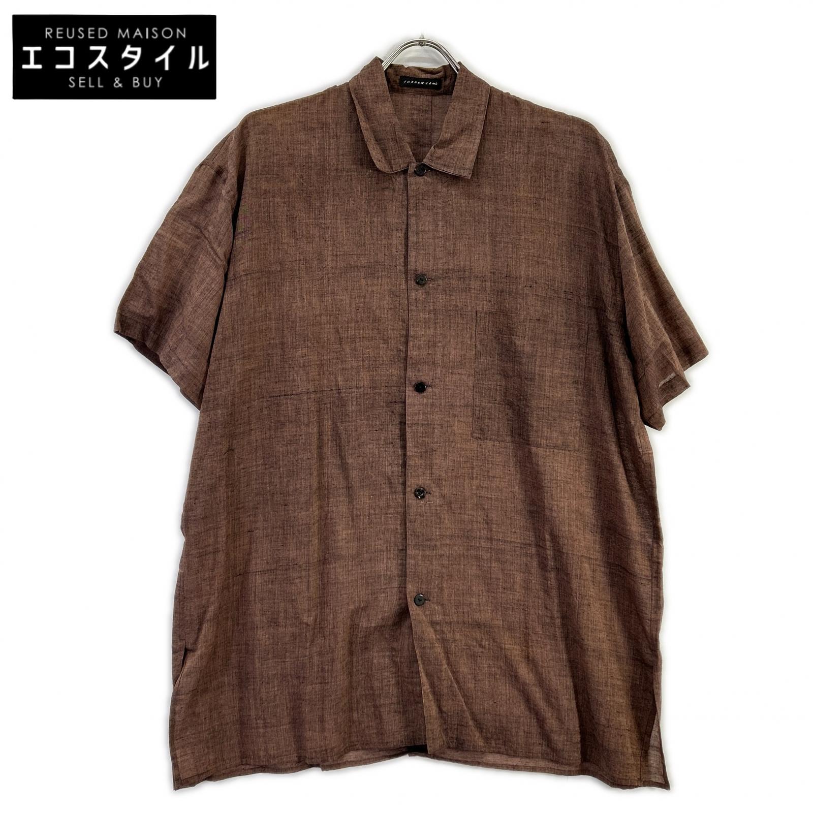 JURGEN LEHL ヨーガンレール J0392FBM891 ブラウン コットン100 スタンドカラー S/S シャツ トップス