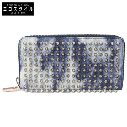 CHRISTIAN LOUBOUTIN クリスチャンルブタン 【新品】1215109 M PANETTONE WALLET デニム調 スパイク 長財布 長財布（小銭入れあり）