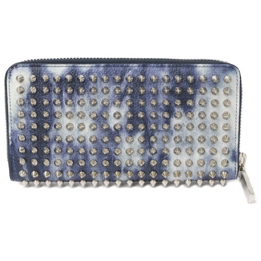 CHRISTIAN LOUBOUTIN クリスチャンルブタン 【新品】1215109 M PANETTONE WALLET デニム調 スパイク 長財布 長財布（小銭入れあり）