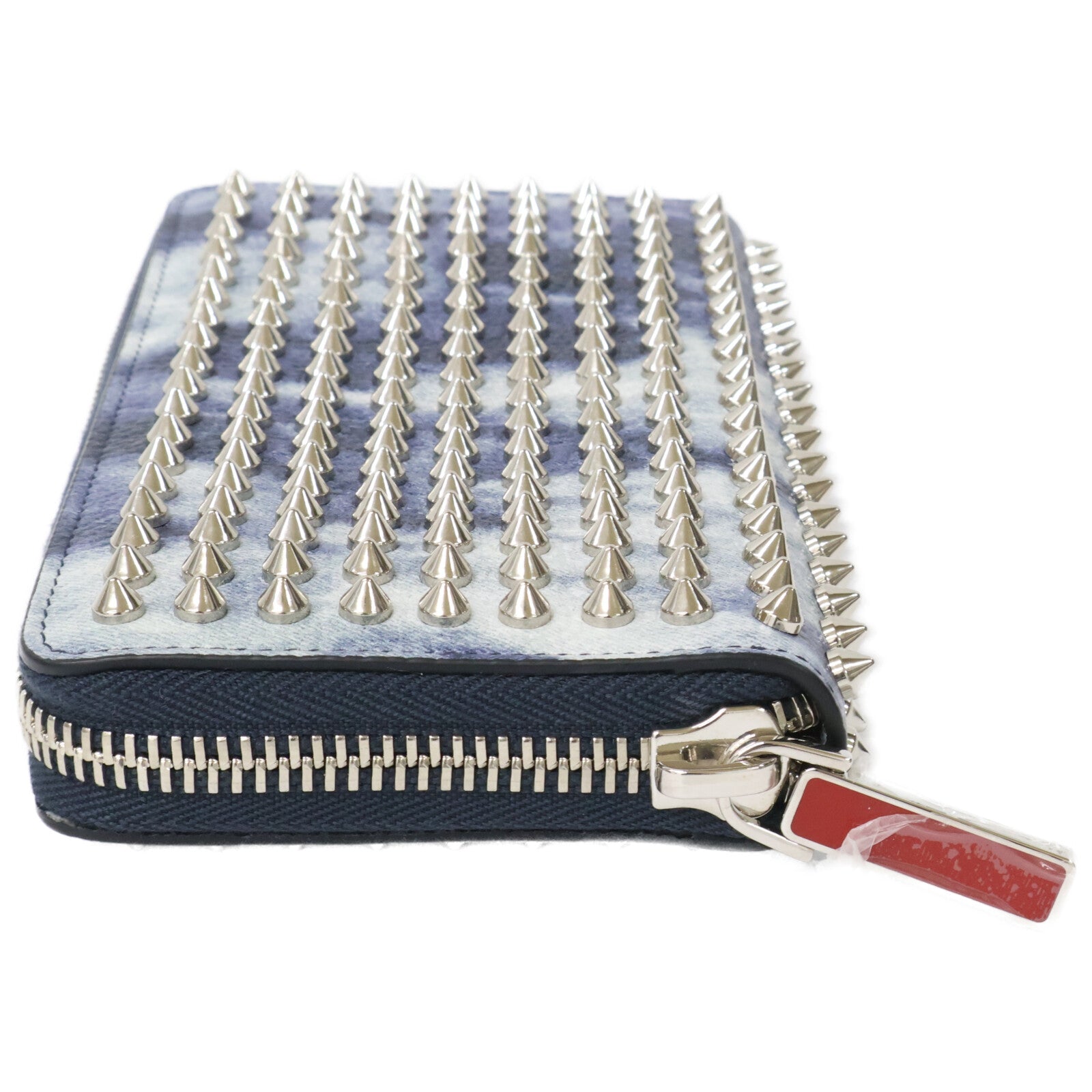 CHRISTIAN LOUBOUTIN クリスチャンルブタン 【新品】1215109 M PANETTONE WALLET デニム調 スパイク 長財布 長財布（小銭入れあり）