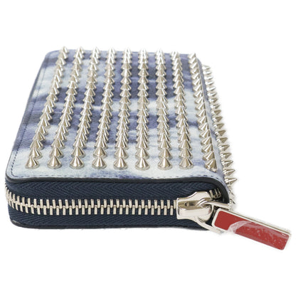 CHRISTIAN LOUBOUTIN クリスチャンルブタン 【新品】1215109 M PANETTONE WALLET デニム調 スパイク 長財布 長財布（小銭入れあり）