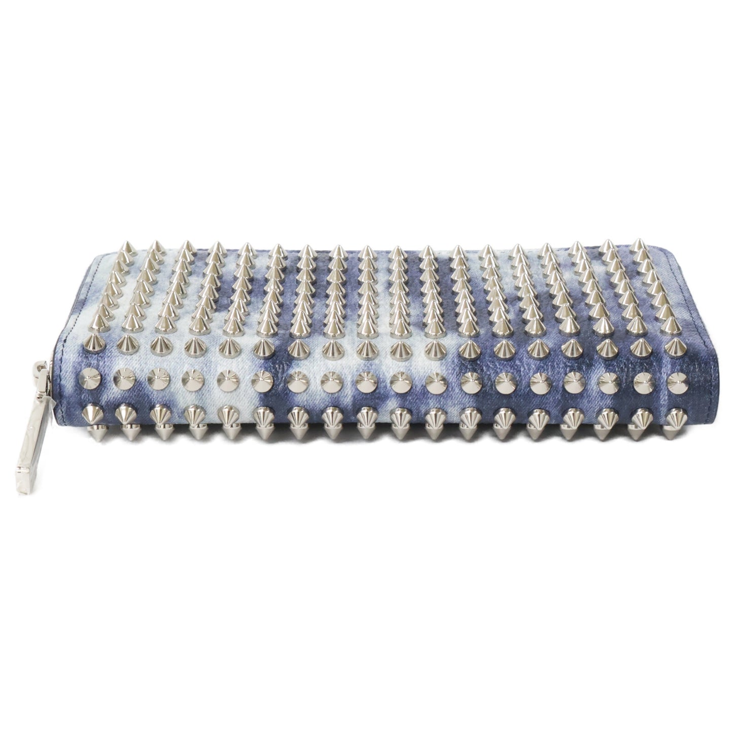 CHRISTIAN LOUBOUTIN クリスチャンルブタン 【新品】1215109 M PANETTONE WALLET デニム調 スパイク 長財布 長財布（小銭入れあり）