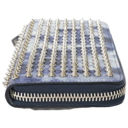 CHRISTIAN LOUBOUTIN クリスチャンルブタン 【新品】1215109 M PANETTONE WALLET デニム調 スパイク 長財布 長財布（小銭入れあり）