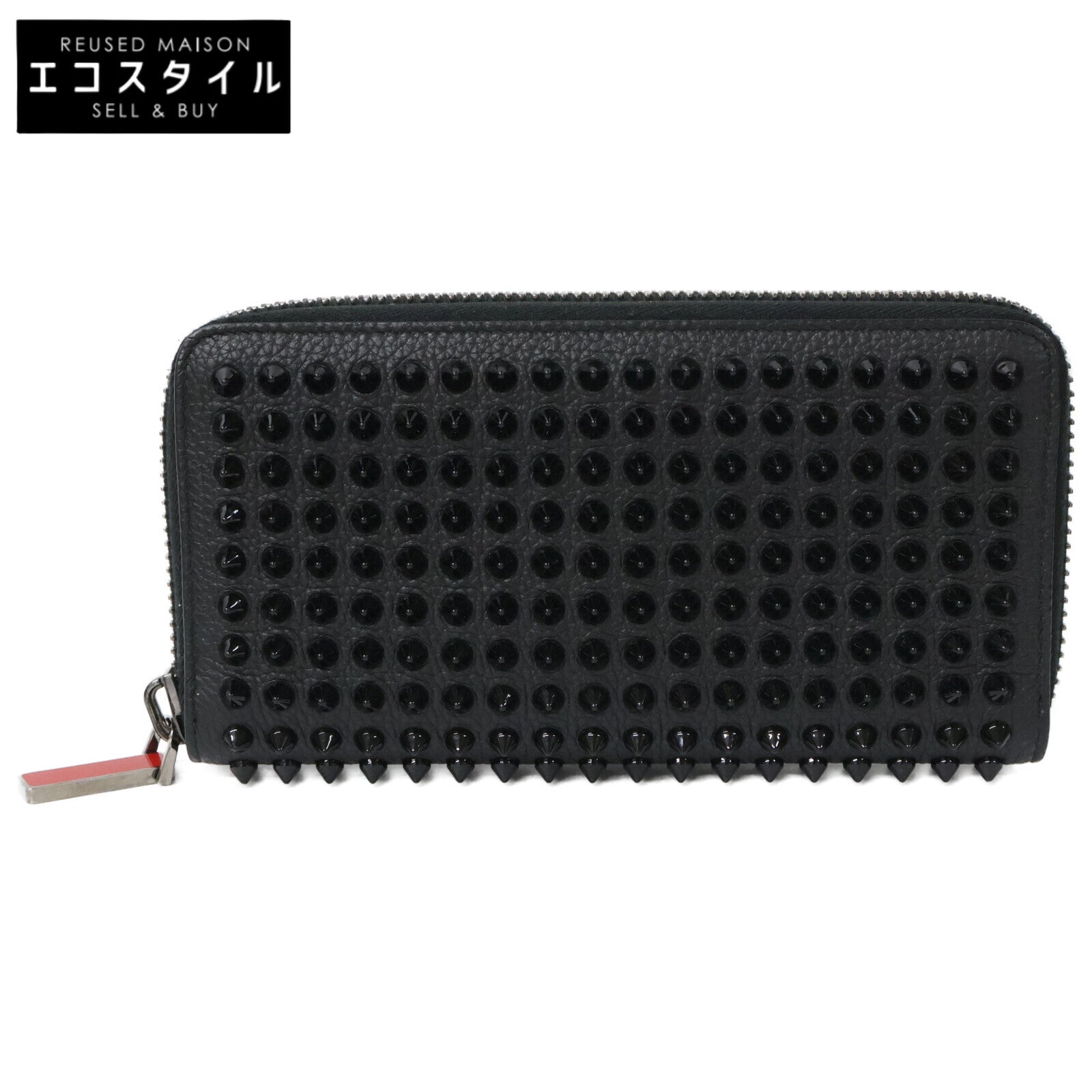 CHRISTIAN LOUBOUTIN クリスチャンルブタン 【美品】1165044 M PANETTONE SPIKES WALLET レザー スパイク 長財布（小銭入れあり）