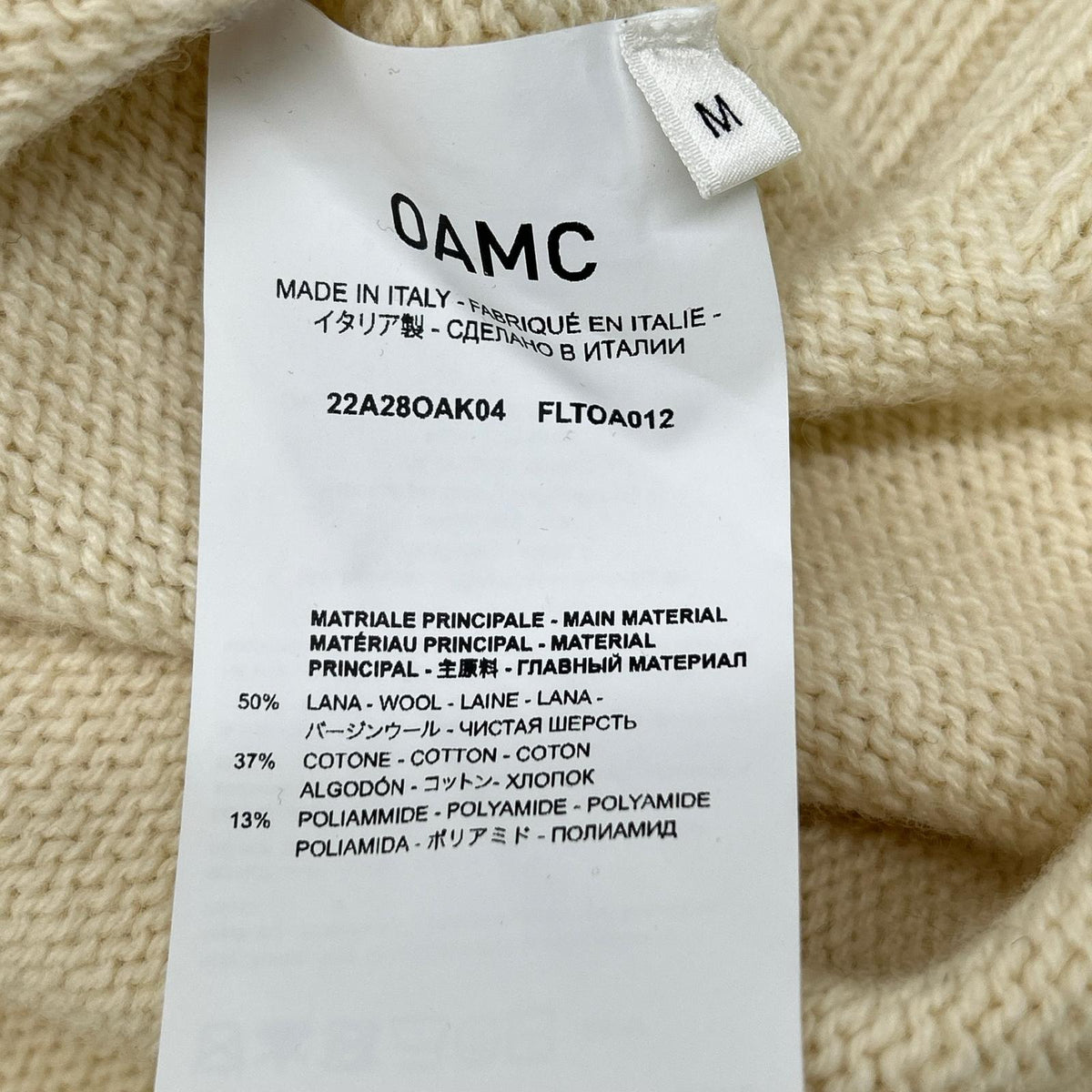 OAMC オーエーエムシー 22A28OAK04 アイボリー 2AW NUPTSE CREWNECK SWEATER トップス