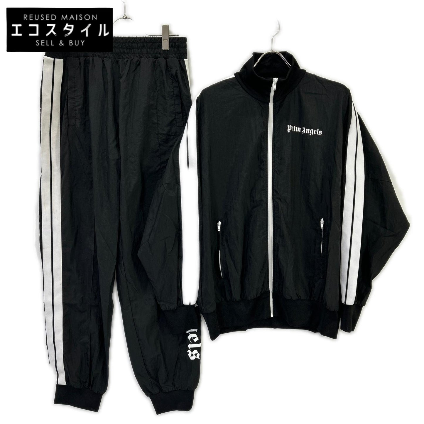 Palm Angels パームエンジェルス ブラック 両面ロゴ ナイロン ブルゾン/パンツ セットアップ スーツ セットアップ