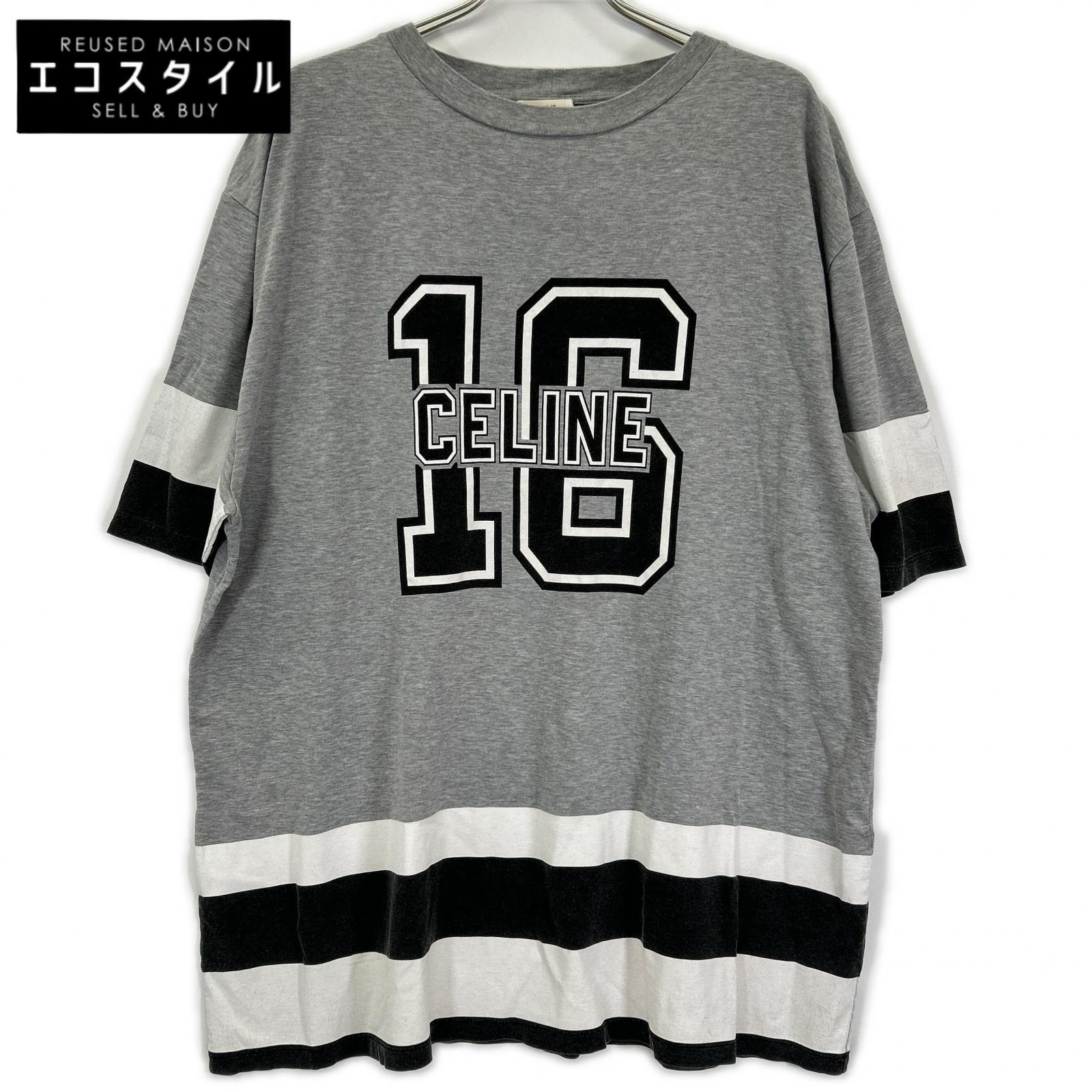 CELINE セリーヌ 2X41F671Q グレー コットン プリントTシャツ トップス