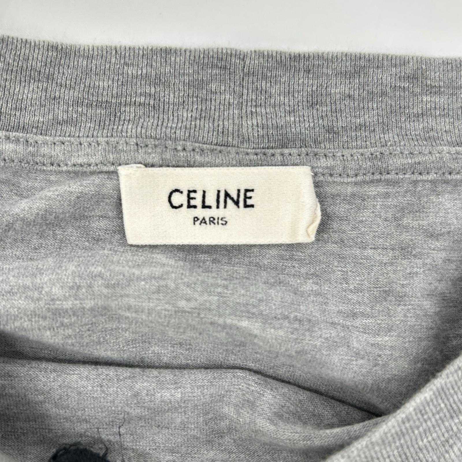 CELINE セリーヌ 2X41F671Q グレー コットン プリントTシャツ