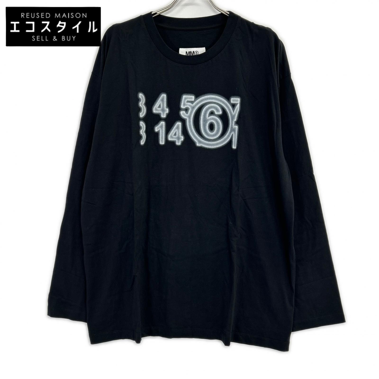 MM6 エムエムシックス S52GC0278 ブラック ズームロゴ ロングTシャツ トップス