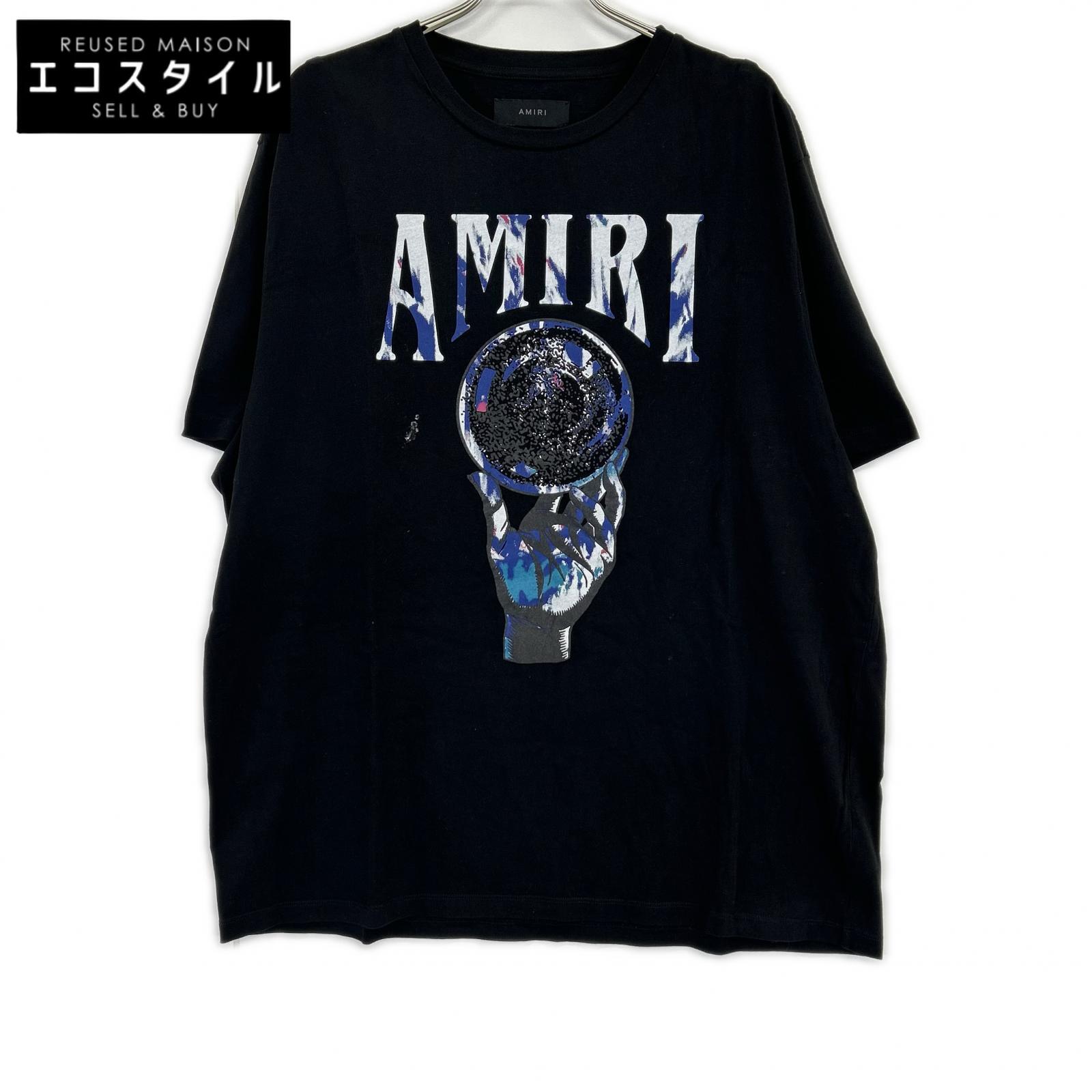 AMIRI アミリ ブラック クリスタルボールロゴ Tシャツ トップス